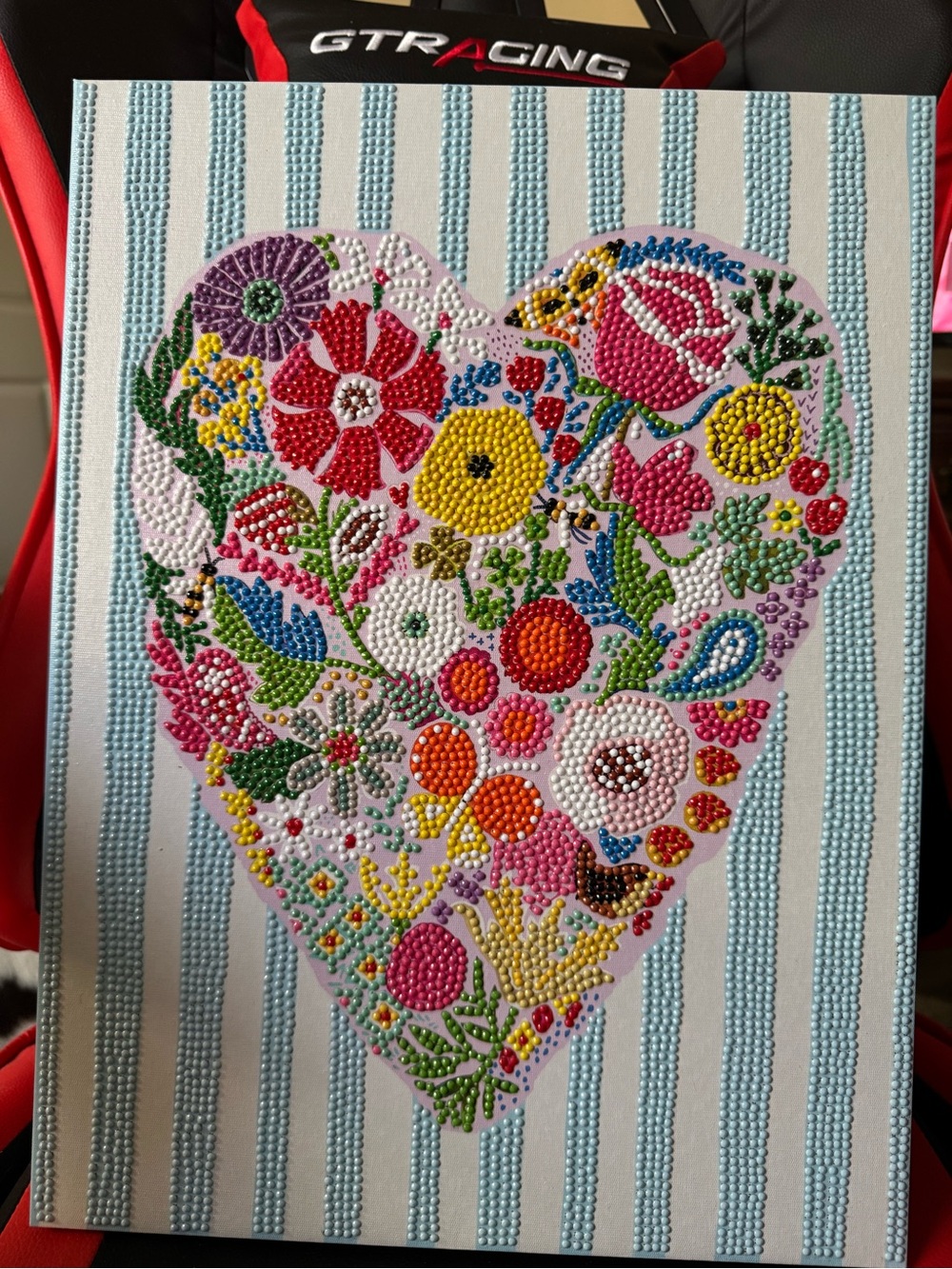 12x16 Diamond painting Floral Heart framed Canvas Wall Art -completed